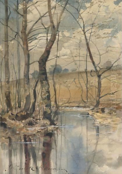 Woodland Pond Oil Painting by Childe Hassam