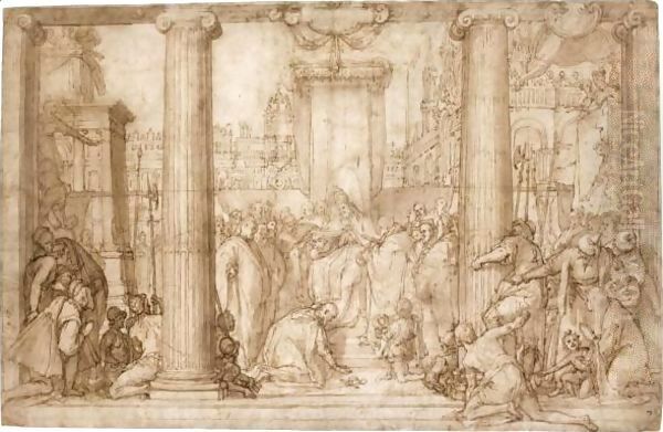 Submission Of The Emperor Frederick Barbarossa To Pope Alexander III Oil Painting by Federico Zuccaro