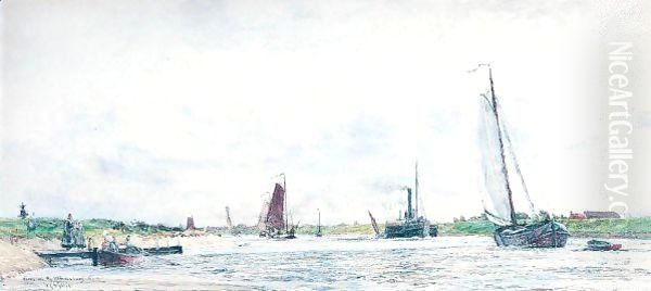 Ferry On The Middleburg Canal, Holland Oil Painting by William Lionel Wyllie