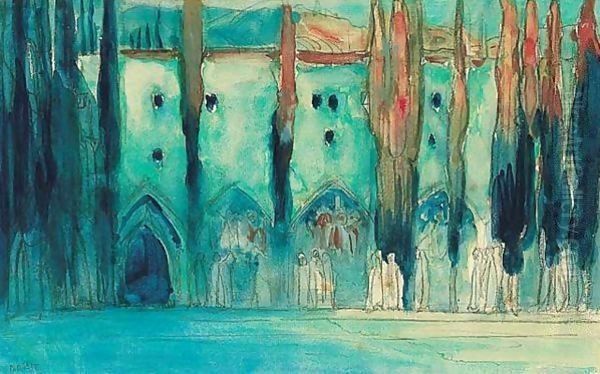 Decor design for la Pisanelle Oil Painting by Leon Samoilovitch Bakst