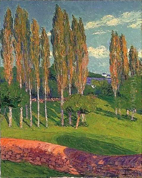 Les Peupliers Au Printemps Oil Painting by Gustave Loiseau