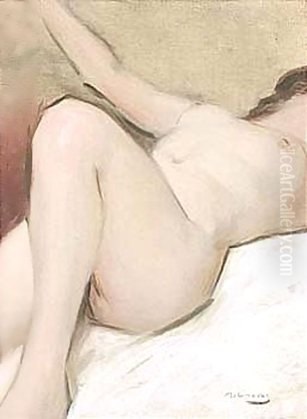 Escorzo De Desnudo (Female Nude) Oil Painting by Ramon Casas