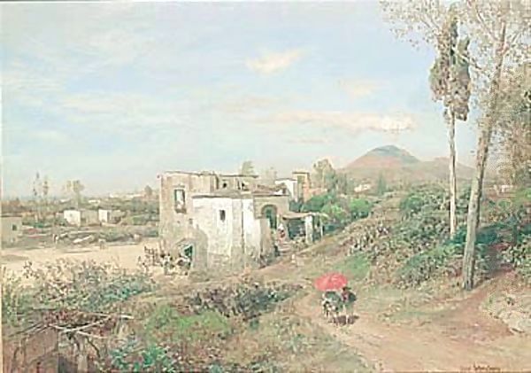 Ansicht Auf Den Vesuv (View Of Vesuvius) Oil Painting by Oswald Achenbach