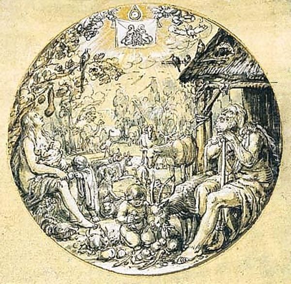 Adam and eve with their children Oil Painting by David Vinckboons I