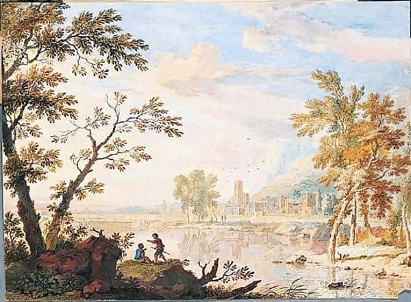 Italianate landscape Oil Painting by Jan Van Huysum