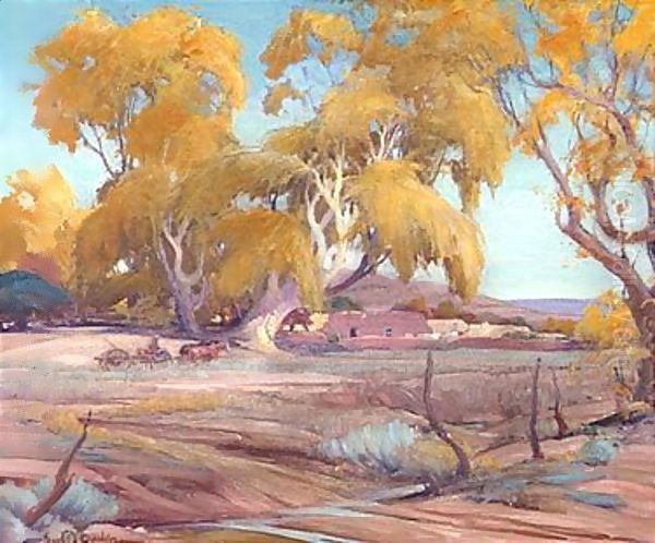 Taos landscape Oil Painting by Ira Diamond Gerald Cassidy