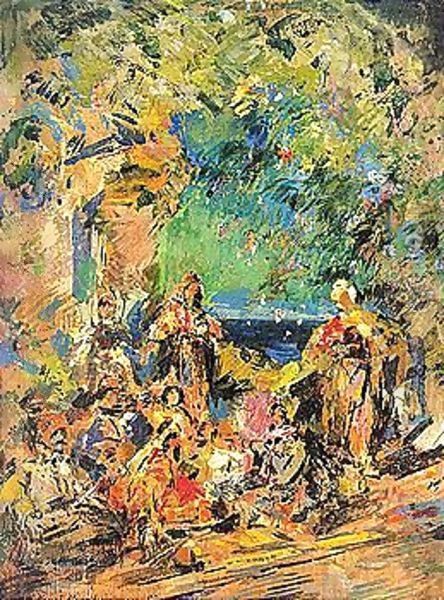 Stage design for le Corsair Oil Painting by Konstantin Alexeievitch Korovin