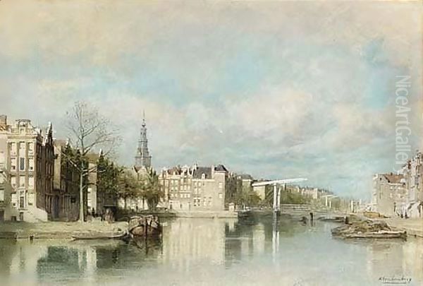 A View Of Amsterdam 3 Oil Painting by Johannes Christiaan Karel Klinkenberg