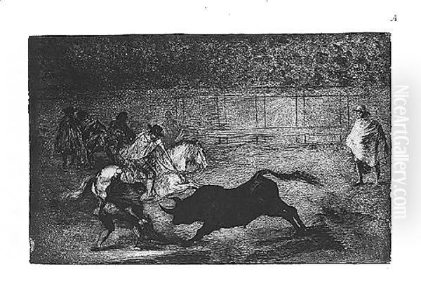 Bull fight Oil Painting by Francisco Goya Fuendetodos