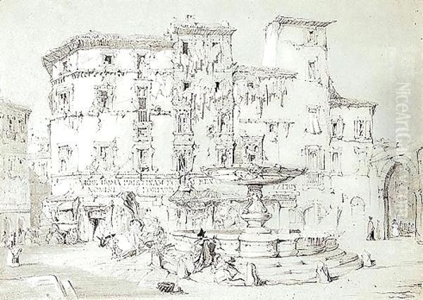 Piazza Santa Maria Del Pianto, Rome Oil Painting by John Ruskin