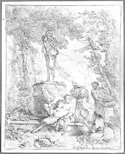 Feast Before The Altar Of The God Terminus Oil Painting by Giovanni Benedetto Castiglione