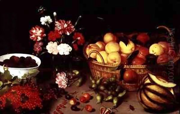 Still Life of Flowers and Fruit Oil Painting by Peter Paul Binoit