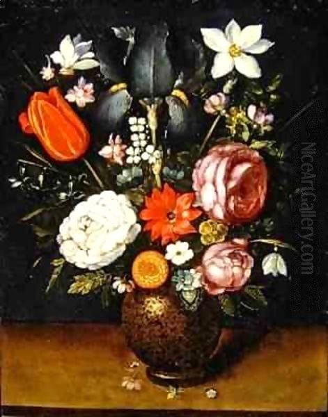 Still life of a vase of flowers Oil Painting by Peter Paul Binoit