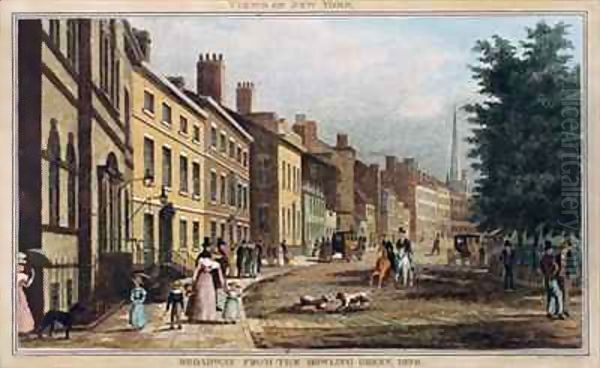 Broad Way from the Bowling Green Oil Painting by W.I. Bennett
