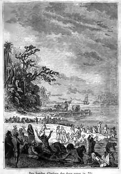 Hindus of Both Sexes Washing Oil Painting by Hippolyte Leon Benett