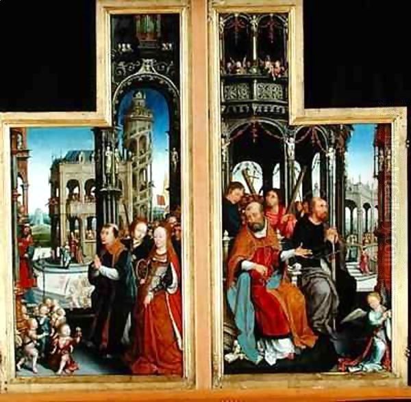Polyptych of the Glorification of the Holy Trinity depicting apostles and martyrs Oil Painting by Jean Bellegambe the Elder