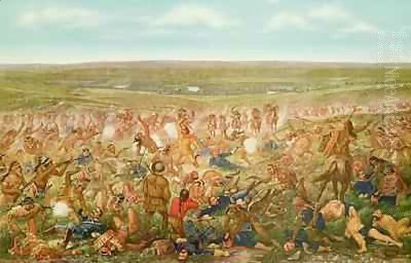 The Artist's Conception of the Battle of Little Big Horn Oil Painting by Otto Becker