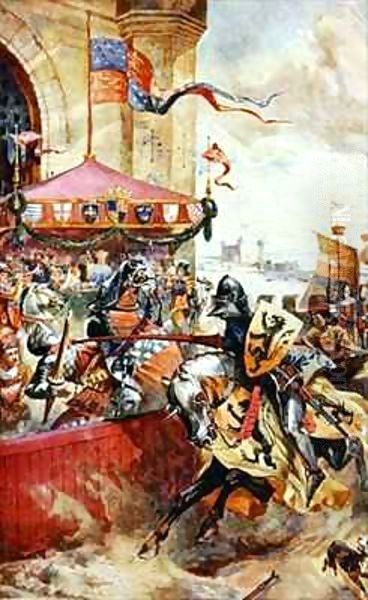 A Joust on Tower Bridge Oil Painting by Richard Beavis