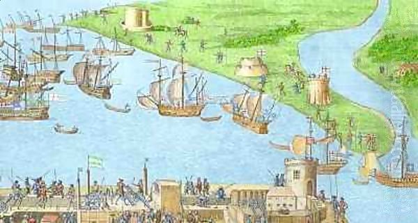 .Loading... Please wait The Encampment of the English Forces near Portsmouth during the Battle of the Solent Oil Painting by James Basire