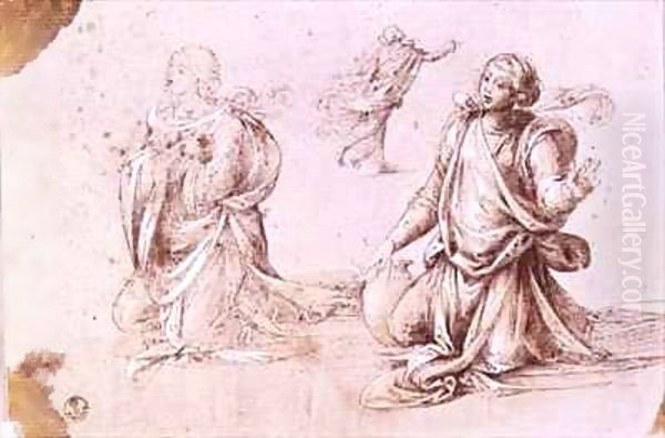 Three studies of a female figures for The Woman of Samaria Oil Painting by Fra Bartolommeo della Porta