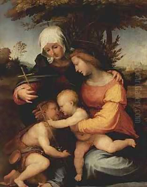 Madonna and Child St.Elizabeth and the infant St.John the Baptist Oil Painting by Fra Bartolommeo della Porta