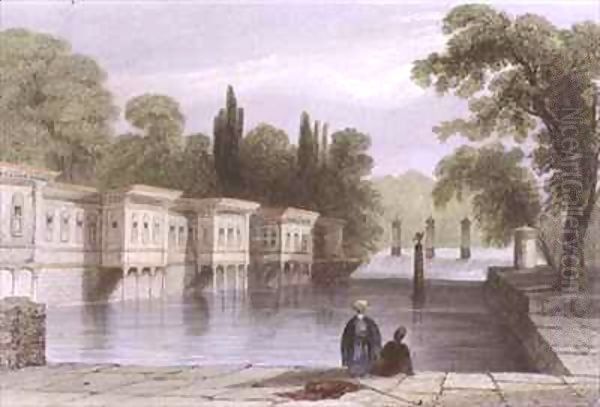 The Palace of the Sweet Waters, Istanbul Oil Painting by William Henry Bartlett