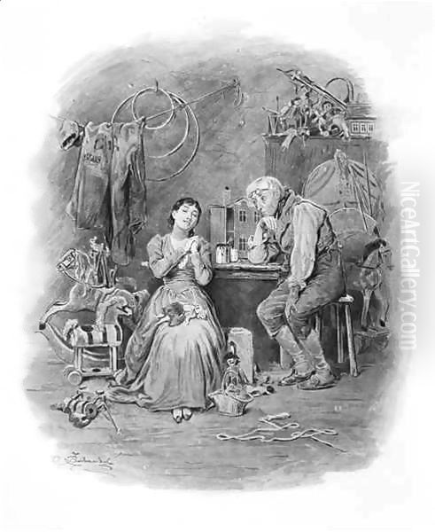 Caleb Plummer and his blind daughter Oil Painting by Frederick Barnard