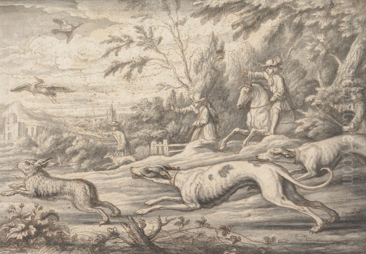 Hare Hunting Oil Painting by Francis Barlow