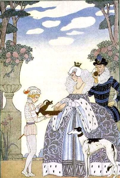 Elizabethan England, from 'The Art of Perfume' Oil Painting by Georges Barbier