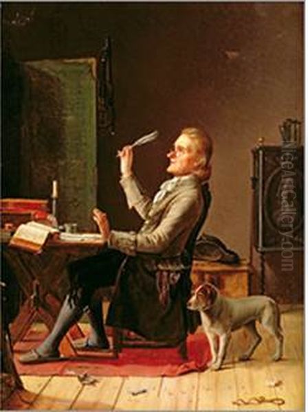 The Poet Oil Painting by Carl Balsgaard