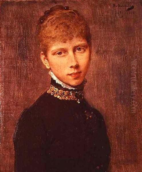 Portrait of Princess Victoria of Prussia (1840-1901) Oil Painting by Baron Heinrich von Angeli