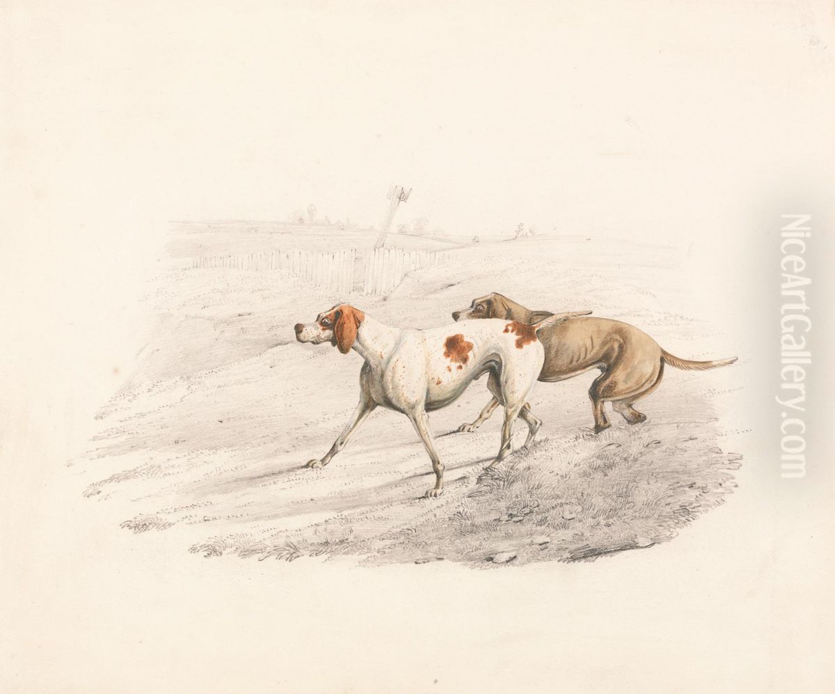 Two Pointers, facing left Oil Painting by Henry Thomas Alken