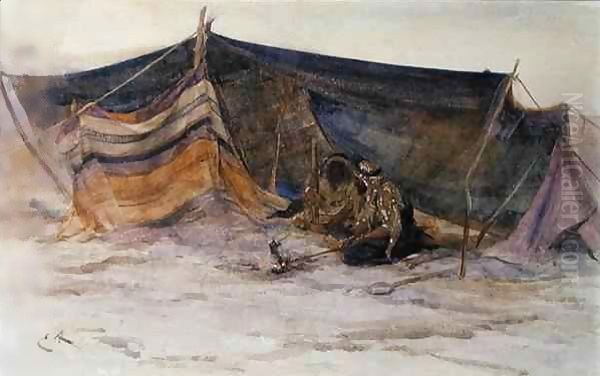 A Bedouin Camp Oil Painting by Edwin Alexander
