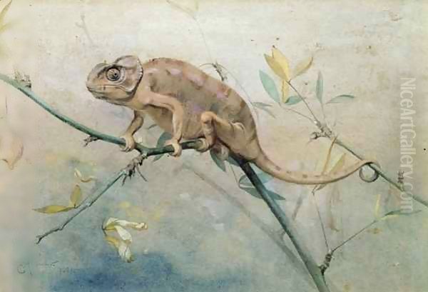 Chameleon Oil Painting by Edwin Alexander