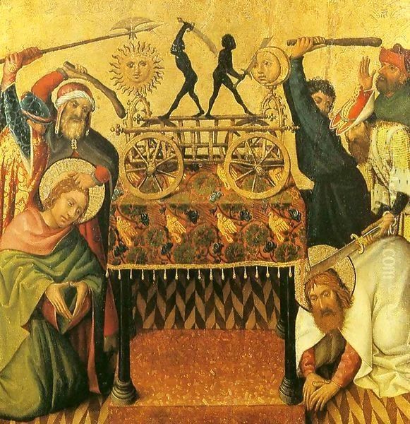 Martyrdom of St Simon and Judas Thaddeus Oil Painting by Stefan Lochner