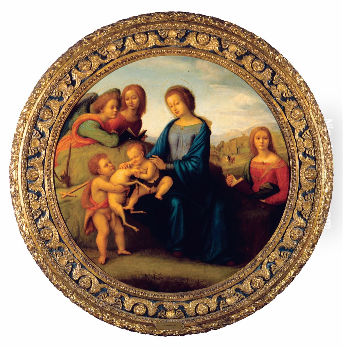 Madonna and Child with Saints and Angels Oil Painting by Piero Di Cosimo