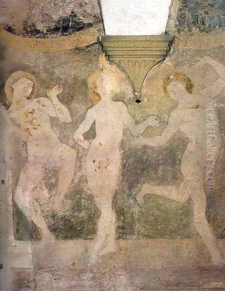 Nude Dancers Oil Painting by Antonio Del Pollaiuolo