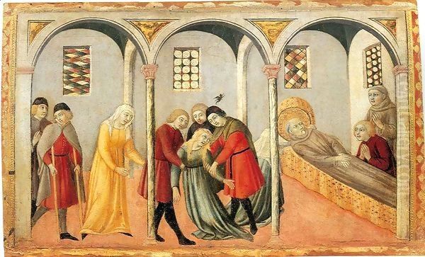 Possessed Woman is Exorcised Oil Painting by Sano Di Pietro