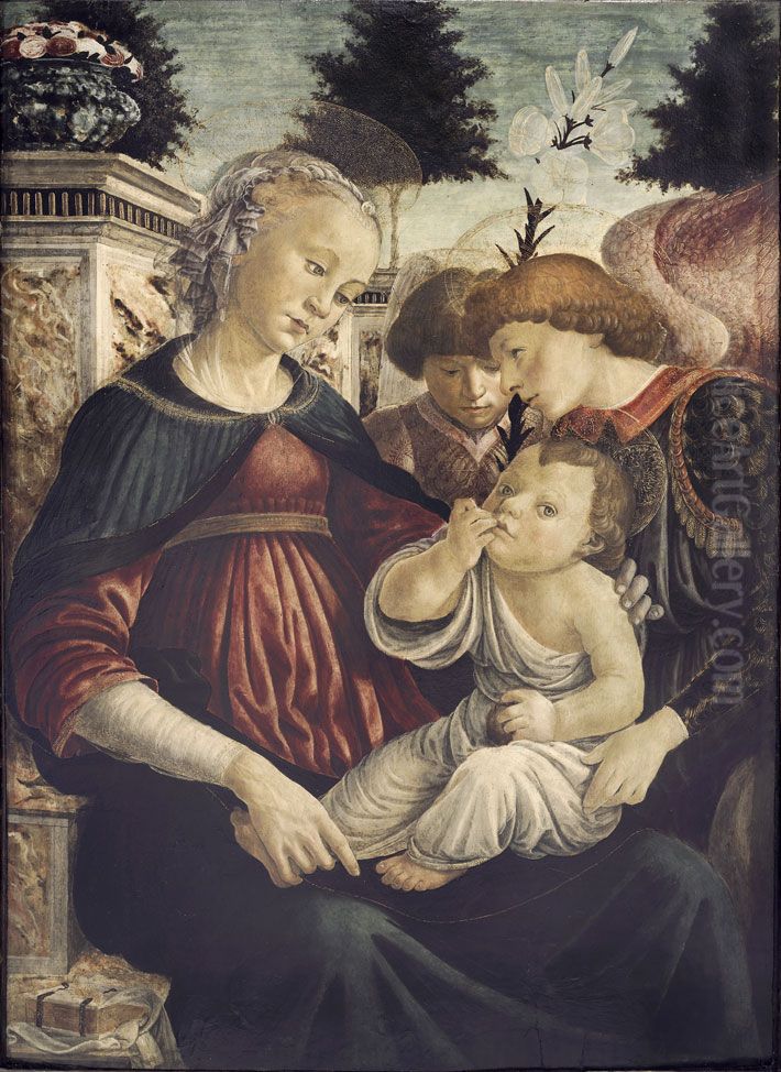Virgin and Child with Two Angels Oil Painting by Sandro Botticelli