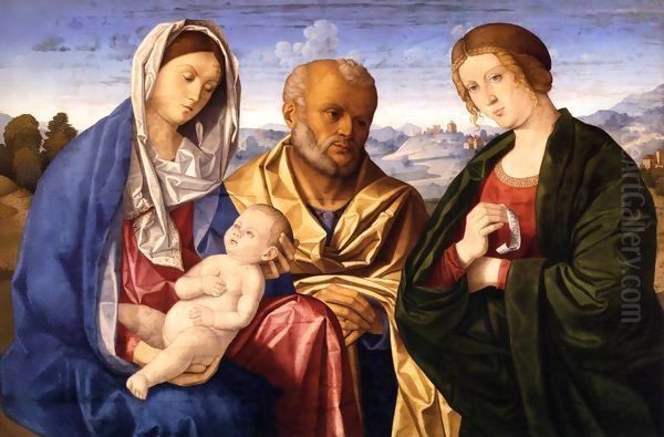 The Holy Family with a Female Saint Oil Painting by Vincenzo di Biagio Catena