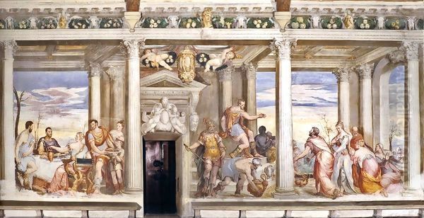 Cleopatra's Banquet; The Continence of Scipio Oil Painting by Giovanni Antonio Fasolo