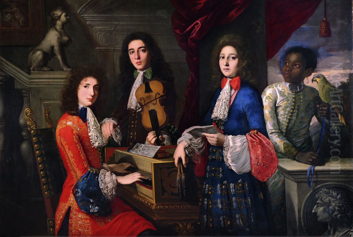 Portrait of Three Musicians of the Medici Court Oil Painting by Anton Domenico Gabbiani