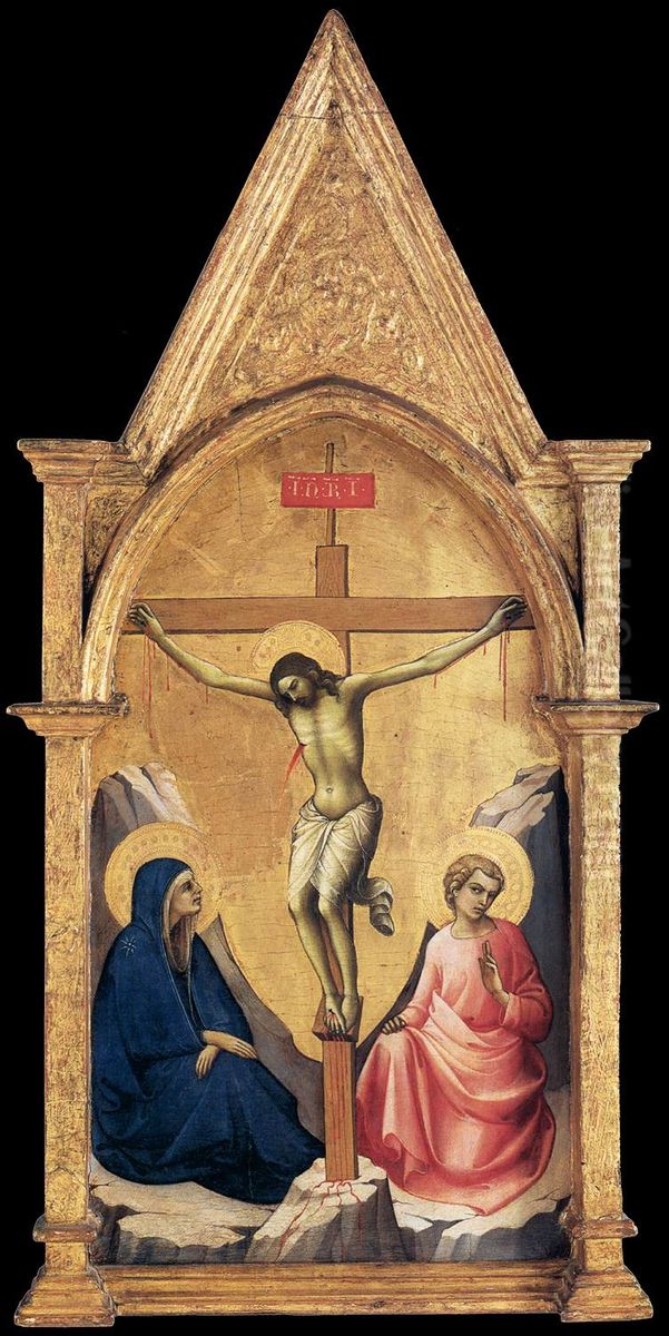 Crucifixion with the Virgin and St John the Evangelist Oil Painting by Lorenzo Monaco