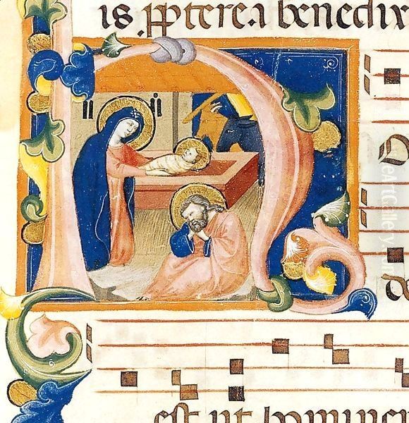 Antiphonary (Folio 32r) Oil Painting by Italian Miniaturist