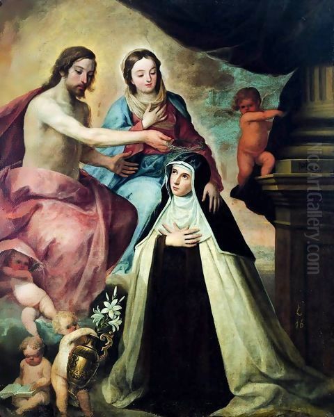 Vision of St Maria Magdalena di Pazzi Oil Painting by Pedro de Moya