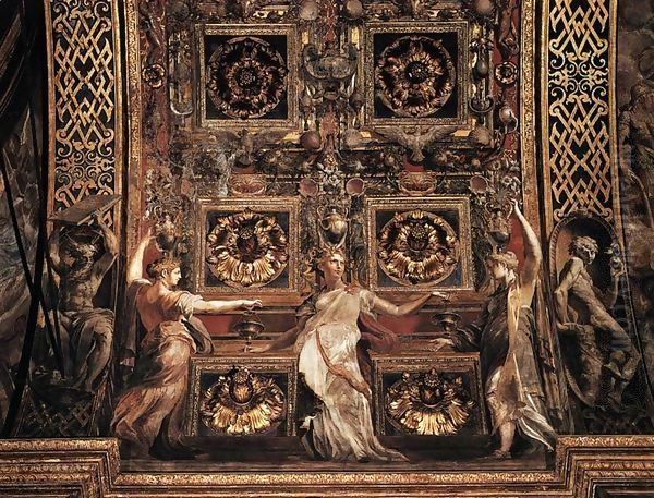 Three Foolish Virgins Flanked by Adam and Eve Oil Painting by Girolamo Francesco Maria Mazzola (Parmigianino)