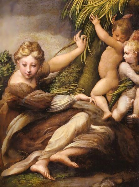 Virgin and Child with an Angel Oil Painting by Girolamo Francesco Maria Mazzola (Parmigianino)