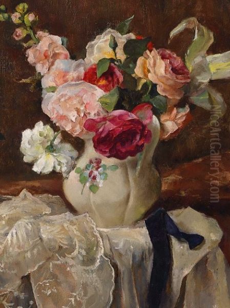 Still Life with Flowers, detail Oil Painting by Andreas Patzelt