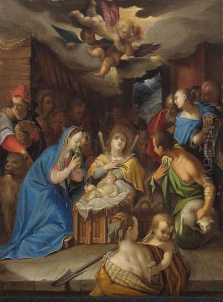 The Adoration Of The Shepherds Oil Painting by Hans Von Aachen