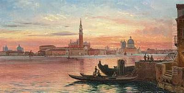 Venedig I Solnedgangen Oil Painting by Carl Frederik Peder Aagaard